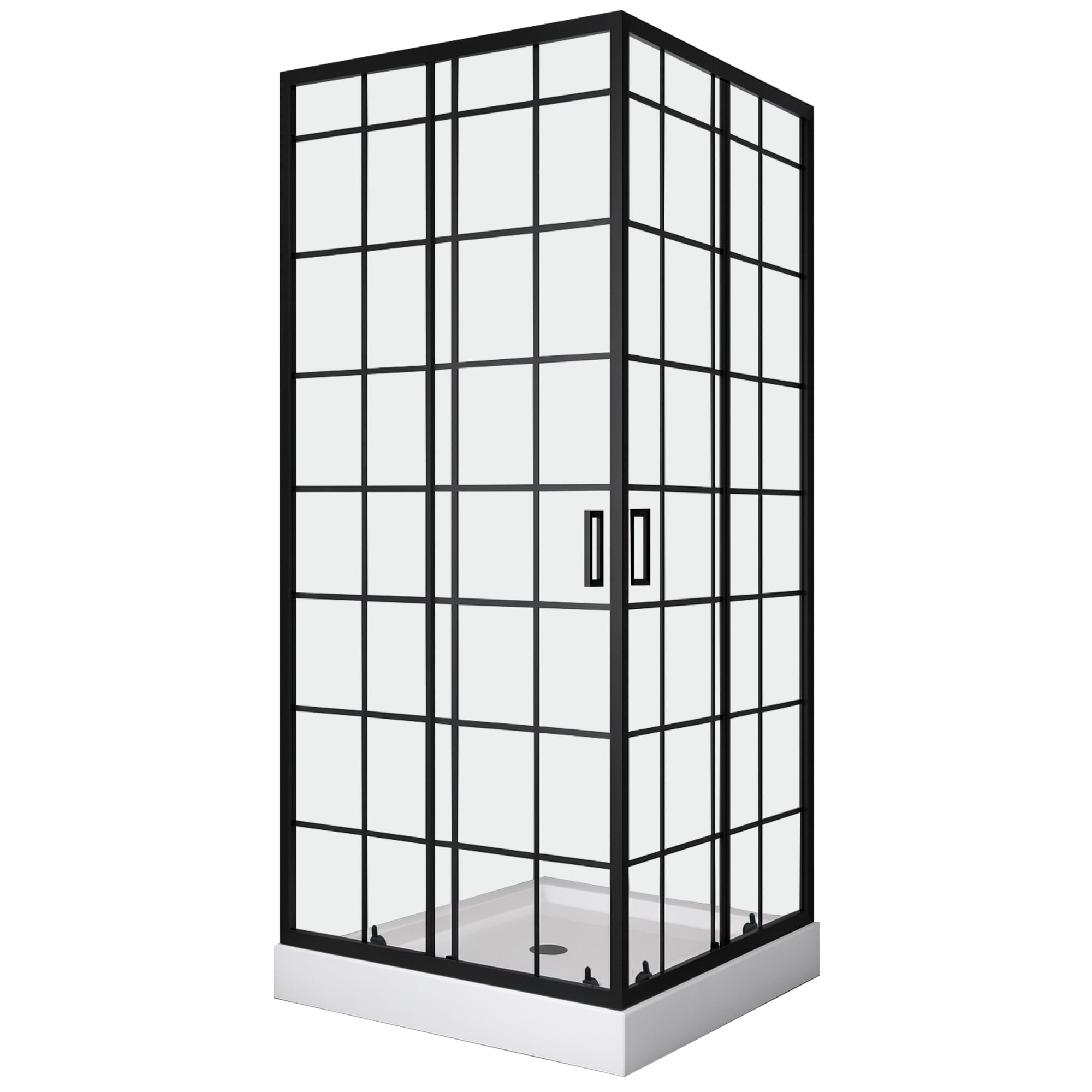 SHOWER DOOR JOYTEK RECTO CUADROS NEGROS 80X80X198CM CON RECEPTACULO - 3
