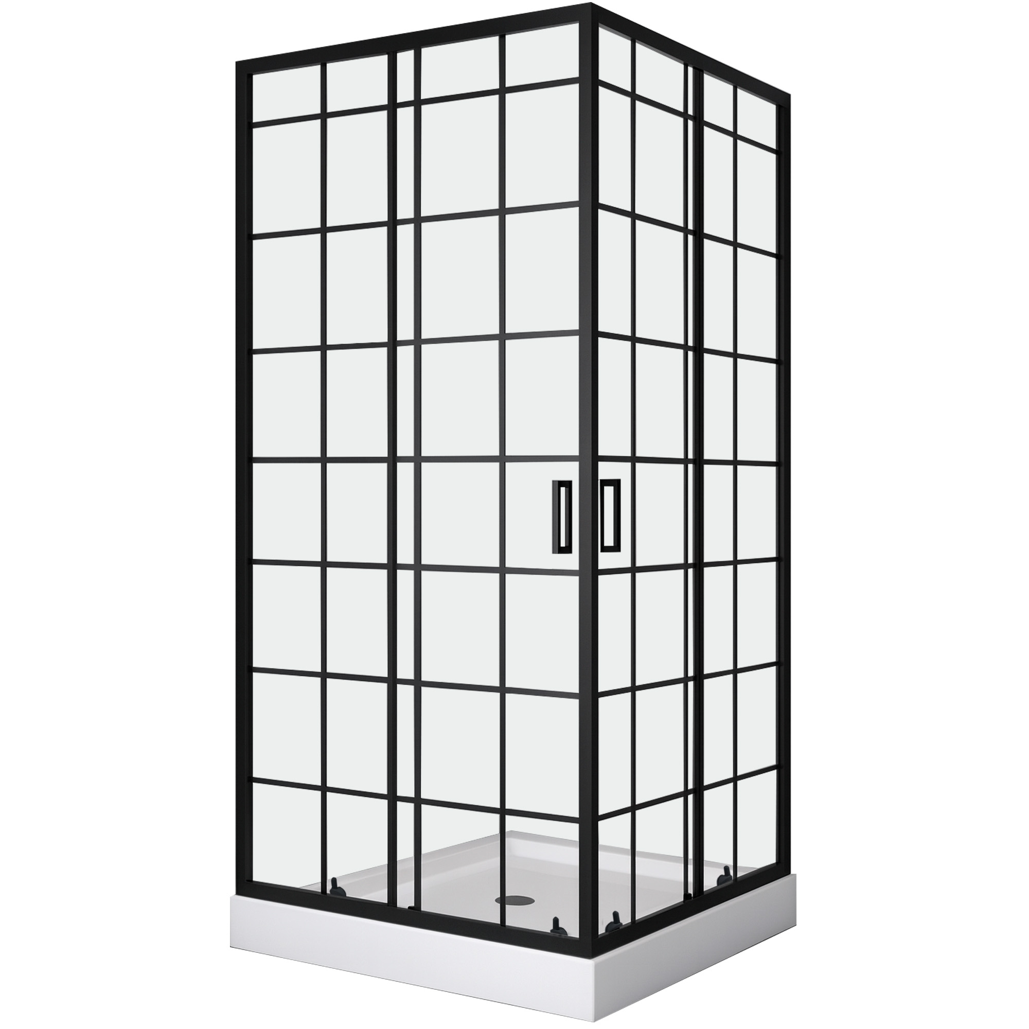 SHOWER DOOR JOYTEK RECTO CUADROS NEGROS 90X90X198CM CON RECEPTACULO - 3