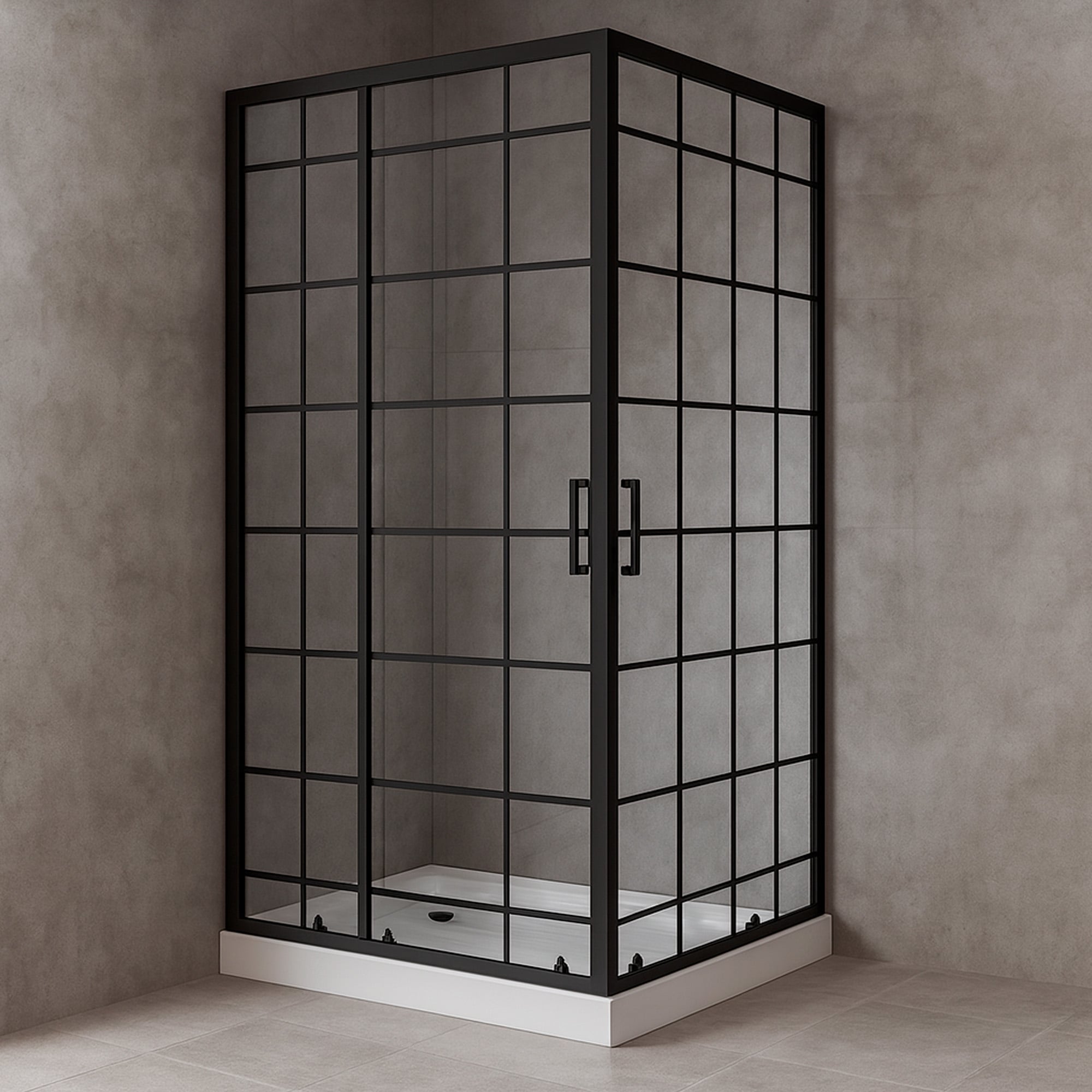 SHOWER DOOR JOYTEK RECTO CUADROS NEGROS 100X70X198CM CON RECEPTACULO - 2