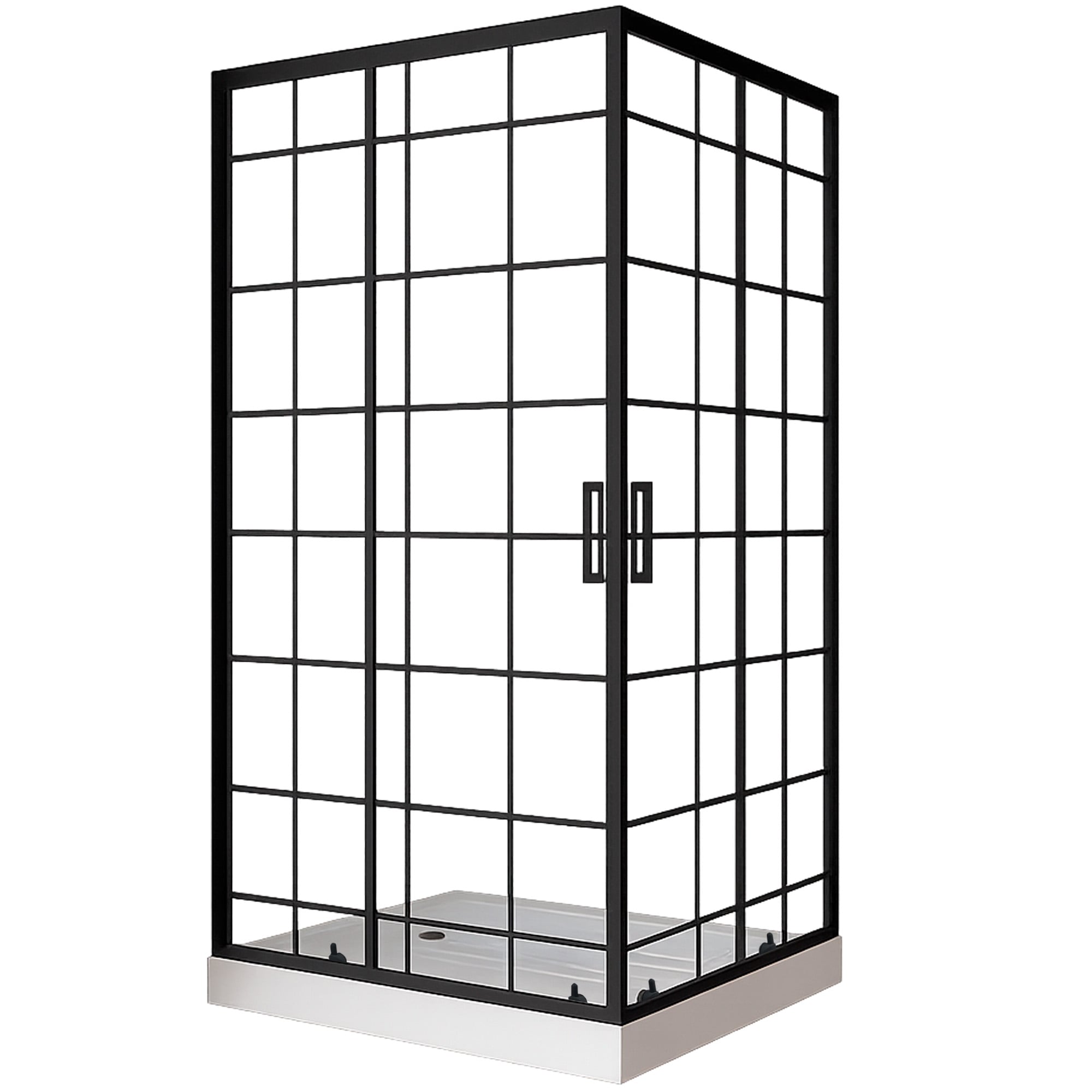 SHOWER DOOR JOYTEK RECTO CUADROS NEGROS 100X70X198CM CON RECEPTACULO - 3