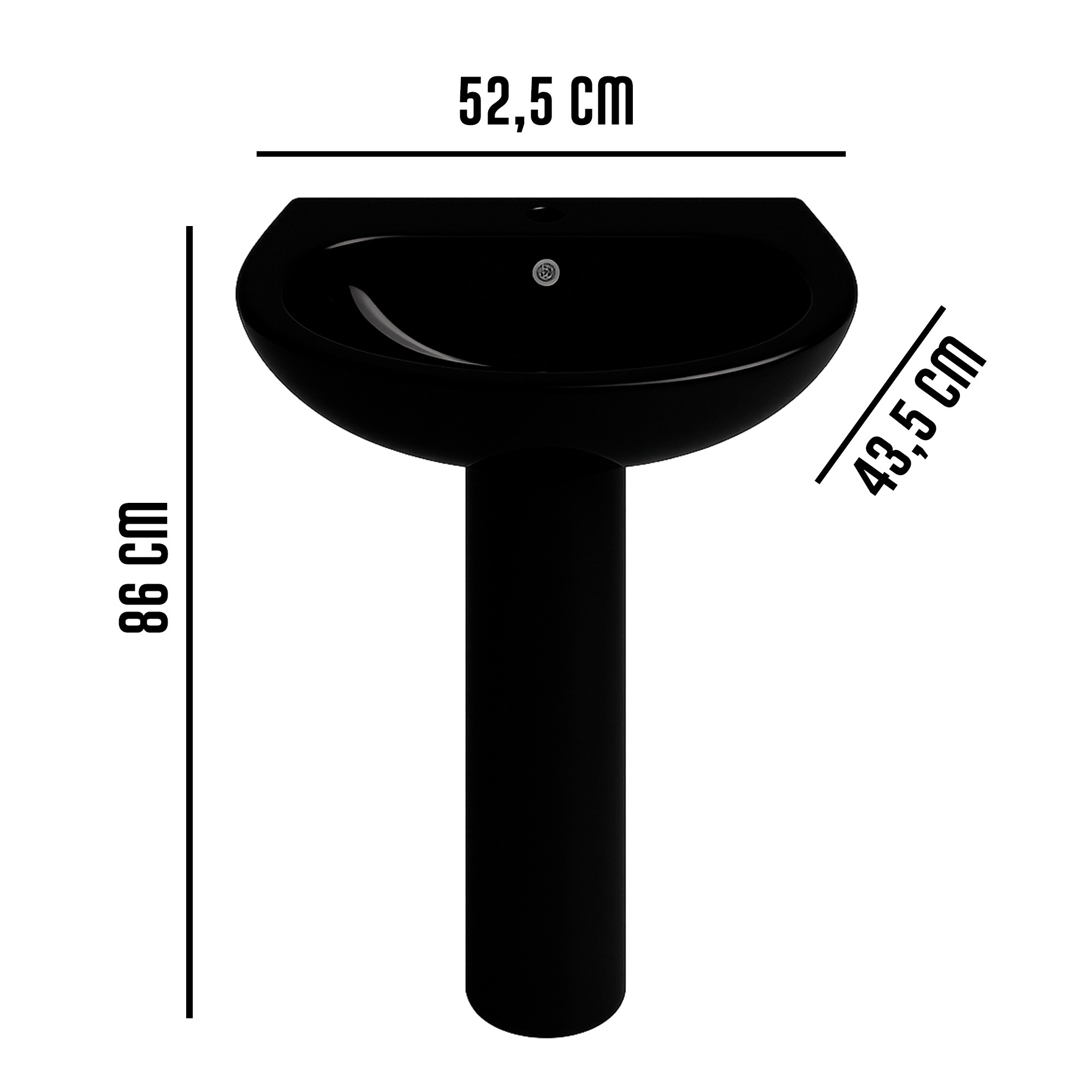 LAVAMANOS DE PEDESTAL JOYTEK 3004 COLOR NEGRO 86X52,5X43,5 CM - 6