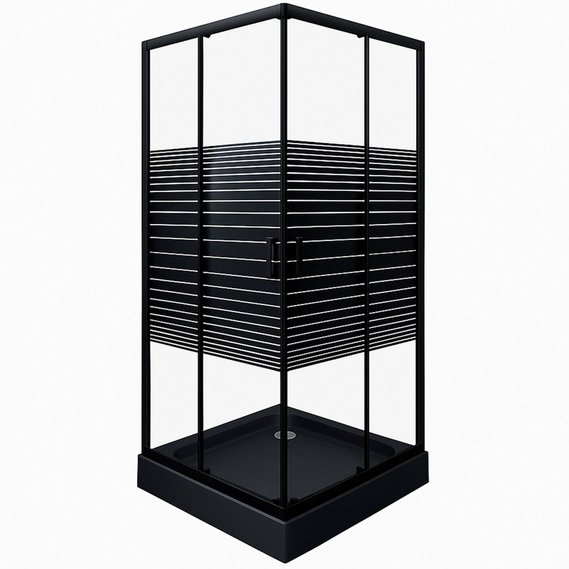 SHOWER RECTO STRAVA NEGRO 80X80CM (INCLUYE RECEPTACULO) - 1