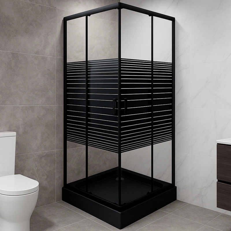 SHOWER RECTO STRAVA NEGRO 80X80CM (INCLUYE RECEPTACULO) - 2