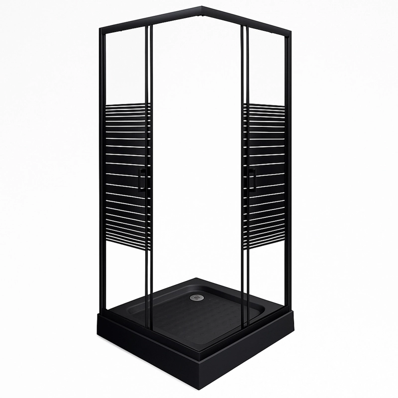 SHOWER RECTO STRAVA NEGRO 80X80CM (INCLUYE RECEPTACULO) - 4