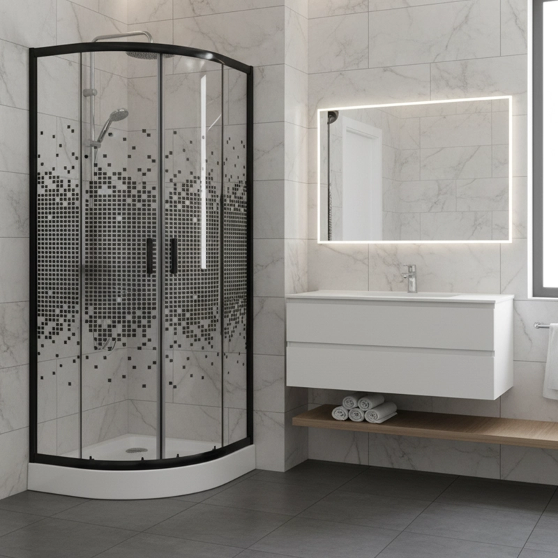 SHOWER DOOR JOYTEK CURVO MOSAIC BLACK 70X70X199 CM (INCLUYE RECEPTACULO) - 3