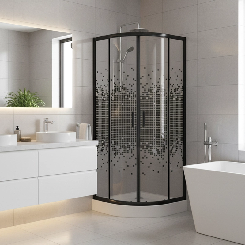 SHOWER DOOR JOYTEK CURVO MOSAIC BLACK 70X70X199 CM (INCLUYE RECEPTACULO) - 4
