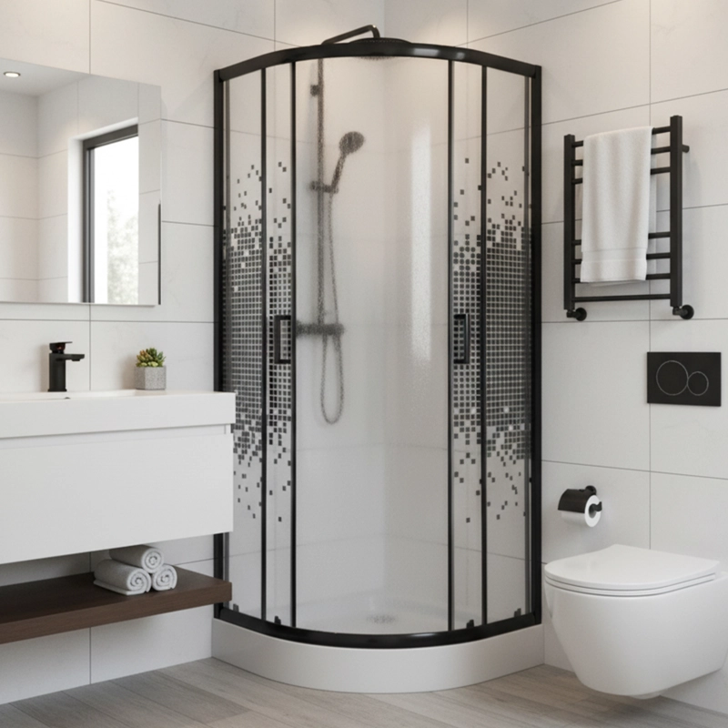 SHOWER DOOR JOYTEK CURVO MOSAIC BLACK 70X70X199 CM (INCLUYE RECEPTACULO) - 5
