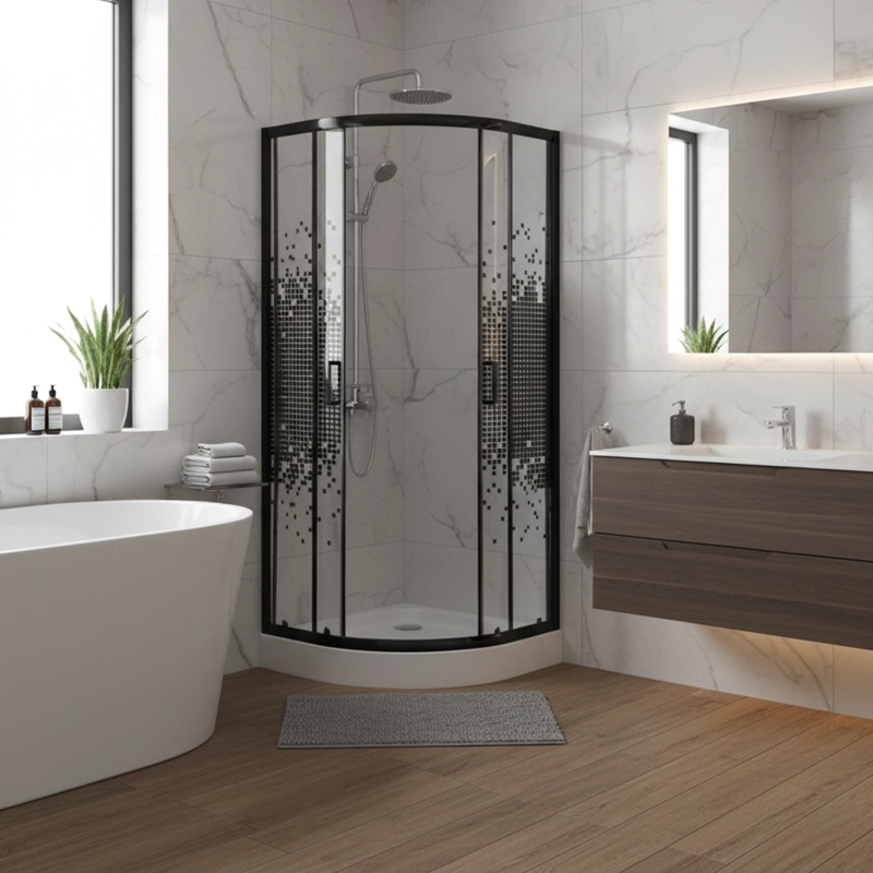 SHOWER DOOR JOYTEK CURVO MOSAIC BLACK 70X70X199 CM (INCLUYE RECEPTACULO) - 6