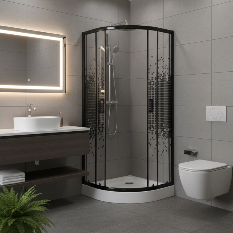 SHOWER DOOR JOYTEK CURVO MOSAIC BLACK 70X70X199 CM (INCLUYE RECEPTACULO) - 7