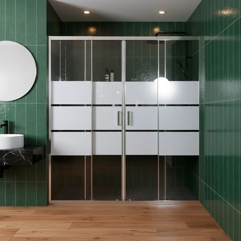 MAMPARA AJUSTABLE DE DUCHA STYLE 160-180 LINEAS BLANCAS (4 HOJAS) - 5