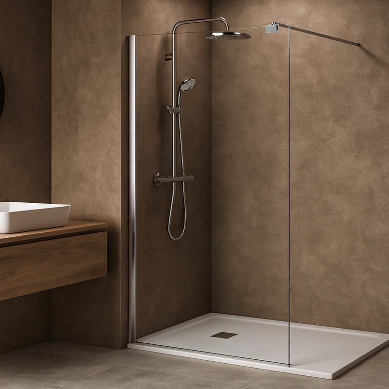 MAMPARA FIJA DE BAÑO RECTA 190X110 TRANSPARENTE 8MM - 4