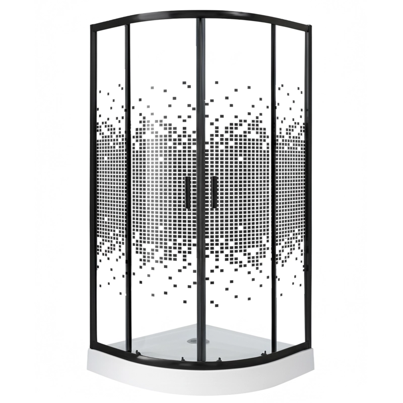 SHOWER DOOR JOYTEK CURVO MOSAIC BLACK 90X90X199 CM (INCLUYE RECEPTACULO) - 1