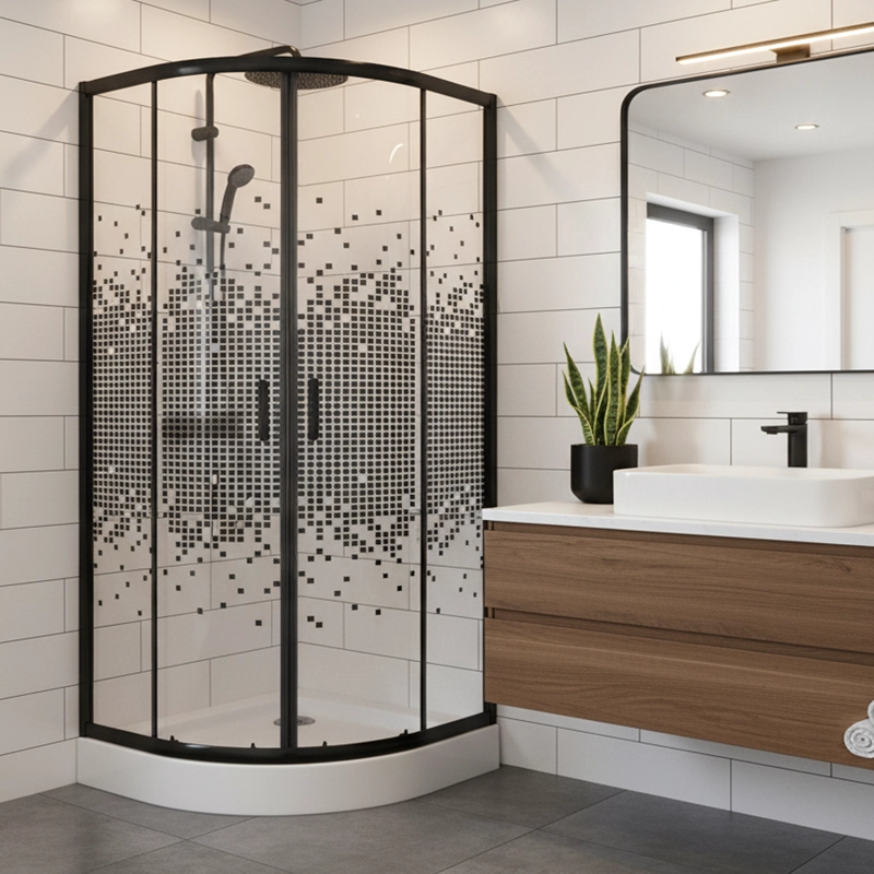 SHOWER DOOR JOYTEK CURVO MOSAIC BLACK 90X90X199 CM (INCLUYE RECEPTACULO) - 2