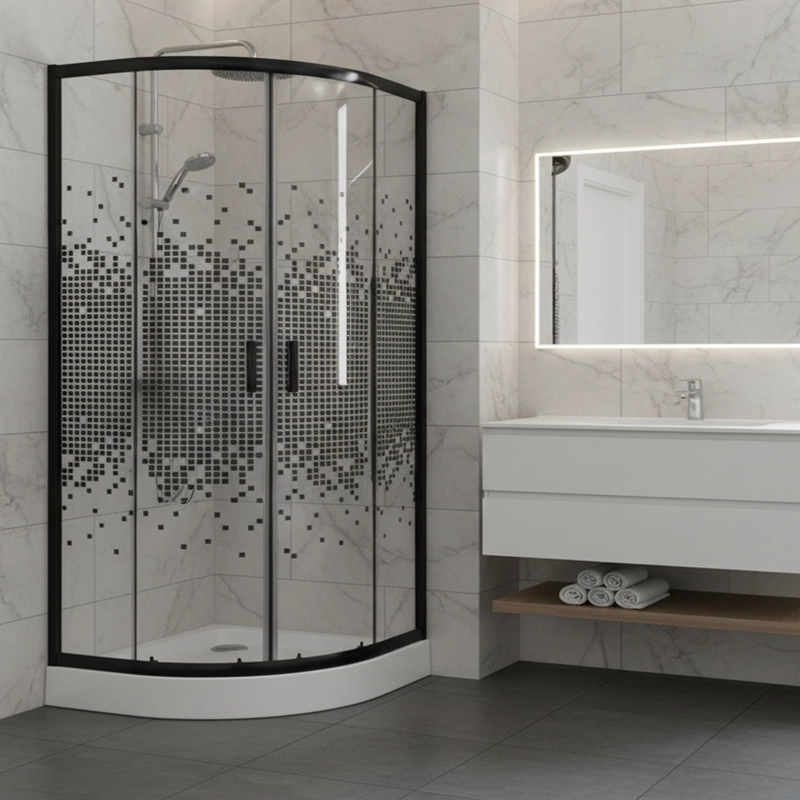 SHOWER DOOR JOYTEK CURVO MOSAIC BLACK 90X90X199 CM (INCLUYE RECEPTACULO) - 3