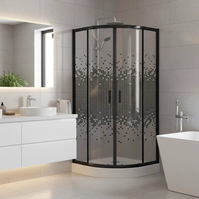 SHOWER DOOR JOYTEK CURVO MOSAIC BLACK 90X90X199 CM (INCLUYE RECEPTACULO) - 4