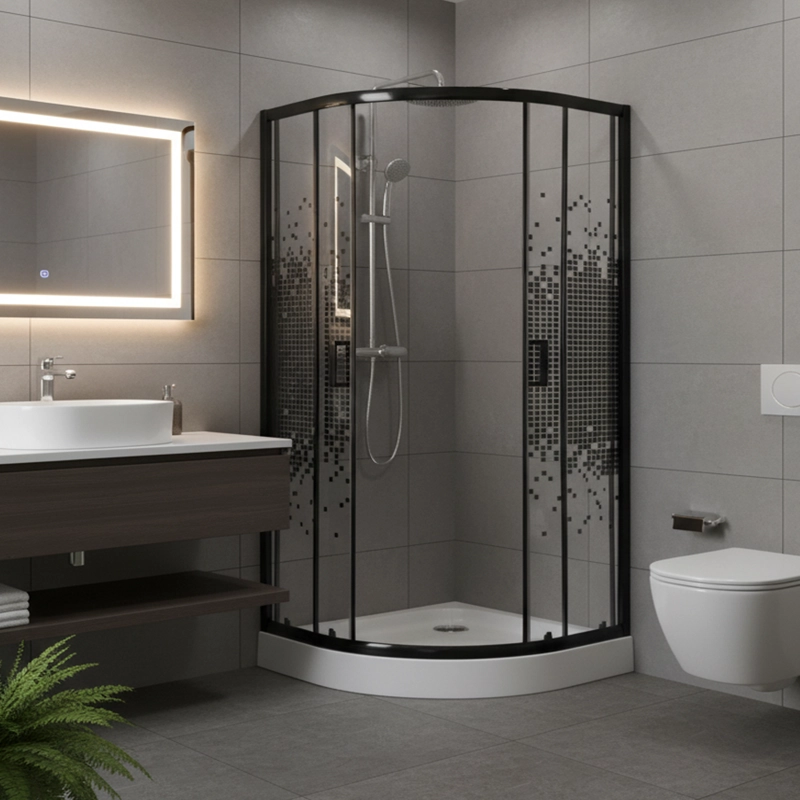 SHOWER DOOR JOYTEK CURVO MOSAIC BLACK 90X90X199 CM (INCLUYE RECEPTACULO) - 5