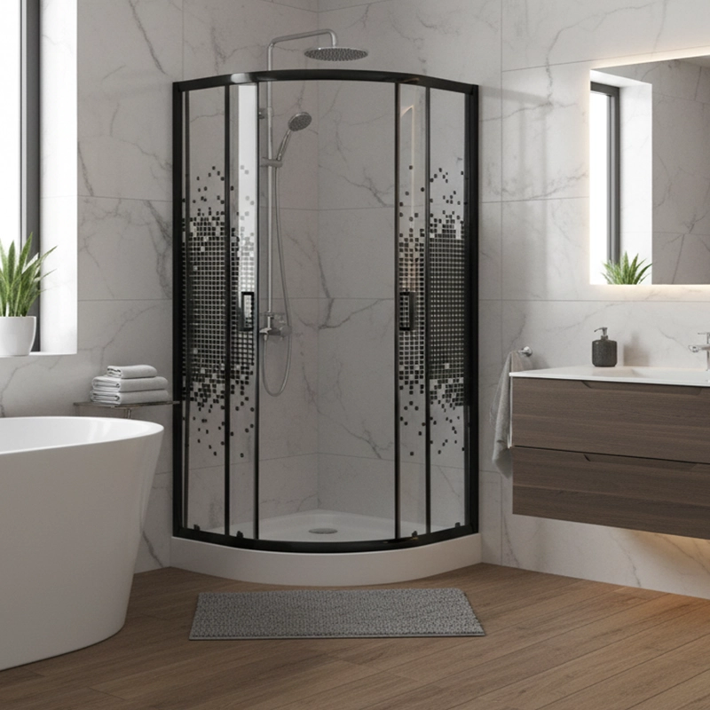 SHOWER DOOR JOYTEK CURVO MOSAIC BLACK 90X90X199 CM (INCLUYE RECEPTACULO) - 6