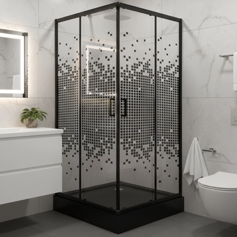 SHOWER DOOR JOYTEK RECTO MOSAIC BLACK 90X90199 CM (INCLUYE RECEPTACULO) - 2