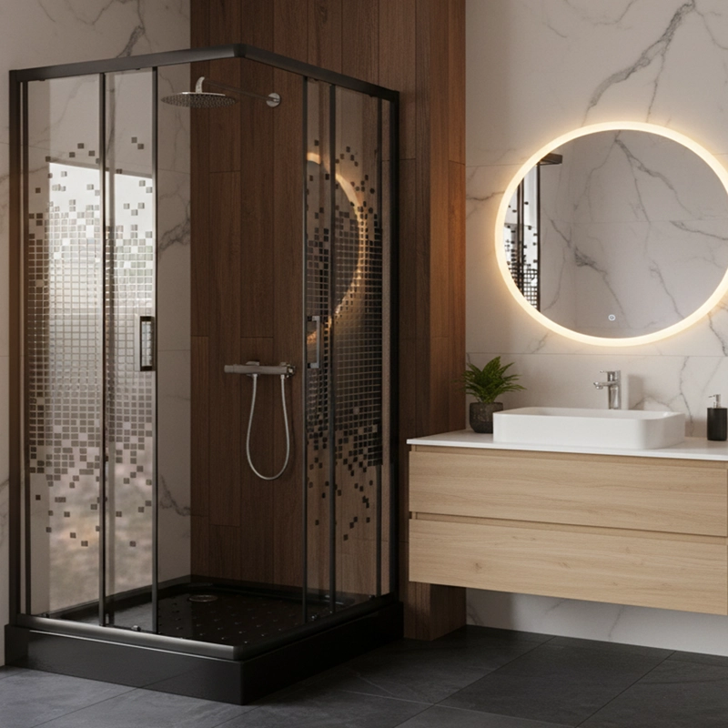 SHOWER DOOR JOYTEK RECTO MOSAIC BLACK 90X90199 CM (INCLUYE RECEPTACULO) - 5