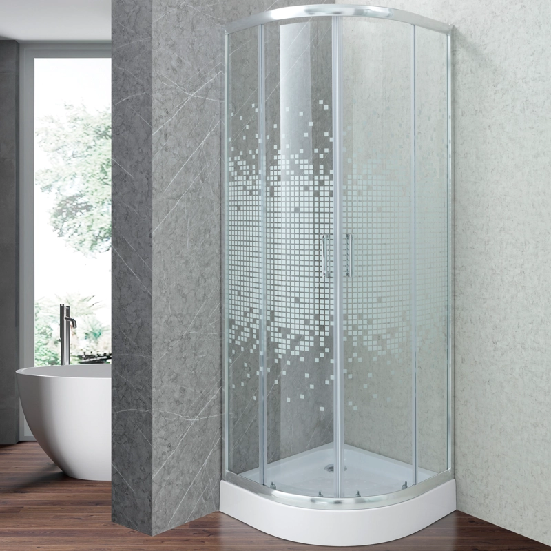 SHOWER DOOR  JOYTEK CURVO MOSAIC WHITE 70X70X199 CM (INCLUYE RECEPTACULO) - 2
