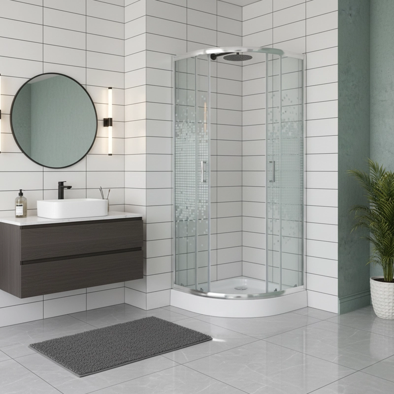 SHOWER DOOR  JOYTEK CURVO MOSAIC WHITE 70X70X199 CM (INCLUYE RECEPTACULO) - 3