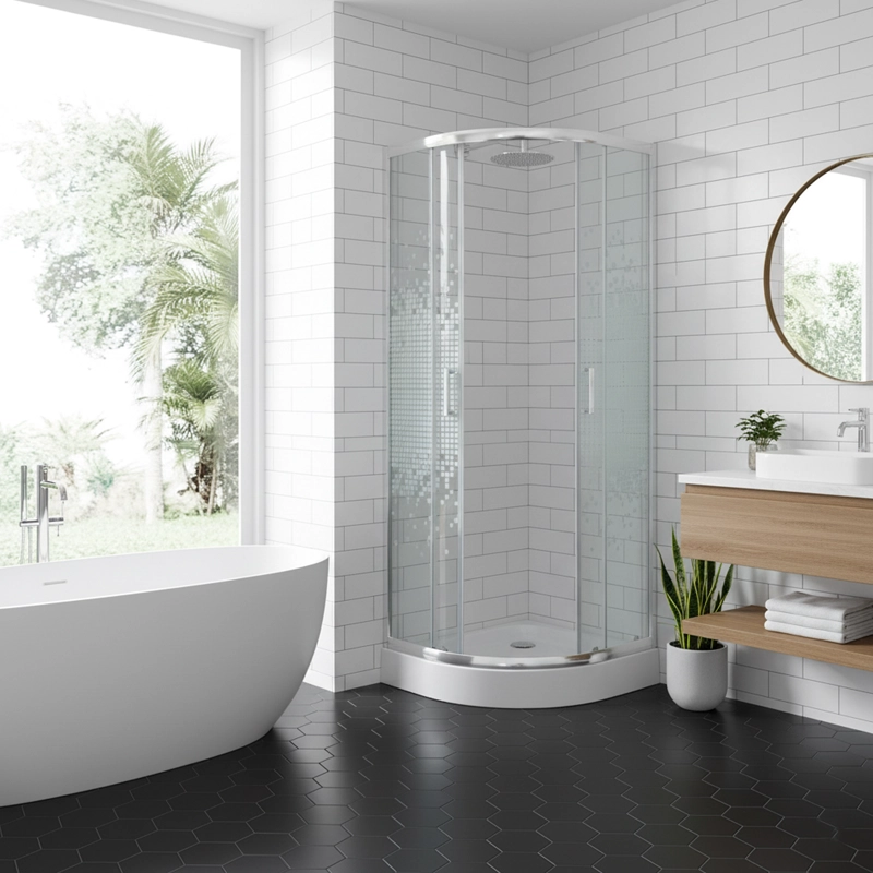 SHOWER DOOR  JOYTEK CURVO MOSAIC WHITE 70X70X199 CM (INCLUYE RECEPTACULO) - 6