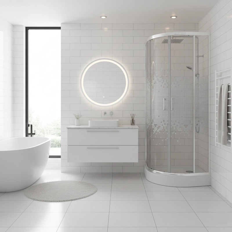 SHOWER DOOR  JOYTEK CURVO MOSAIC WHITE 70X70X199 CM (INCLUYE RECEPTACULO) - 9