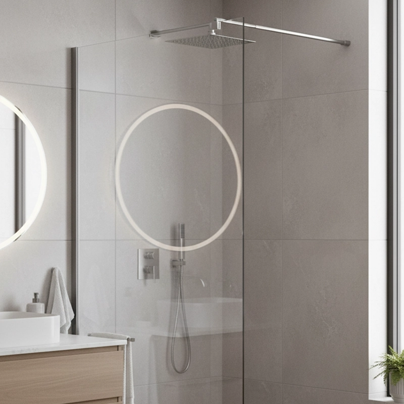 MAMPARA FIJA DE BAÑO RECTA 190X100 TRANSPARENTE 8MM - 2