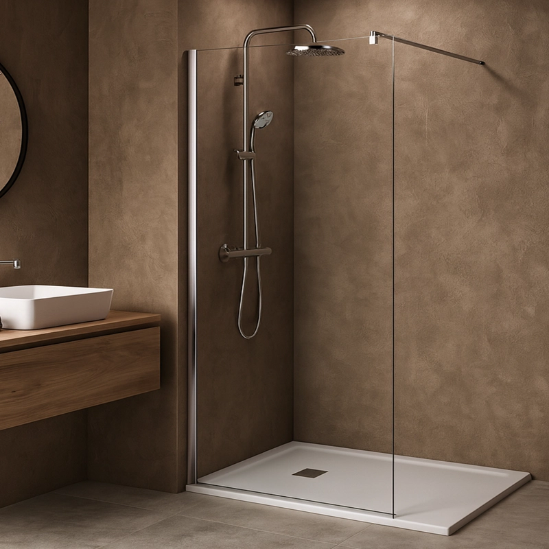 MAMPARA FIJA DE BAÑO RECTA 190X100 TRANSPARENTE 8MM - 4