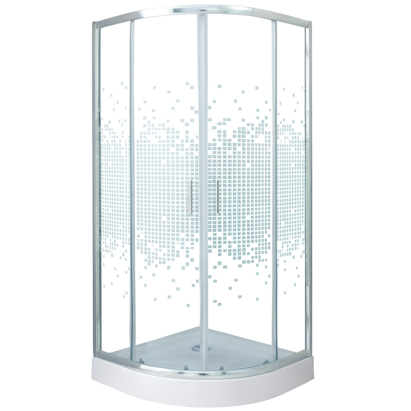 SHOWER DOOR JOYTEK CURVO MOSAIC WHITE 90X90X199 CM (INCLUYE RECEPTACULO) - 1
