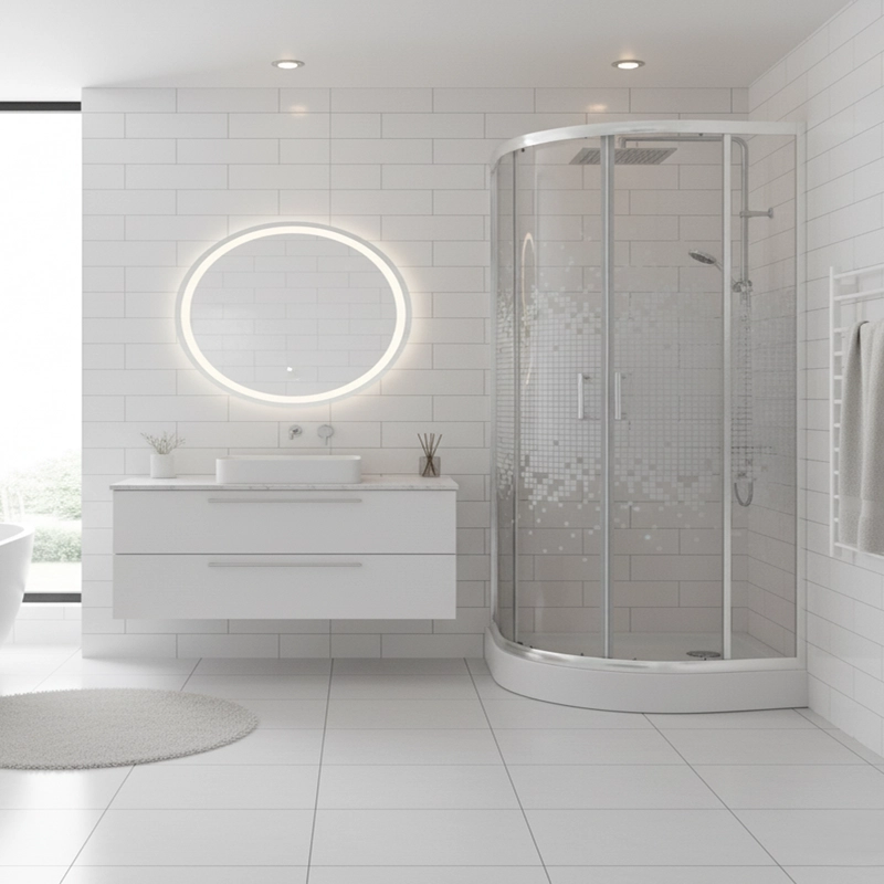 SHOWER DOOR JOYTEK CURVO MOSAIC WHITE 90X90X199 CM (INCLUYE RECEPTACULO) - 5