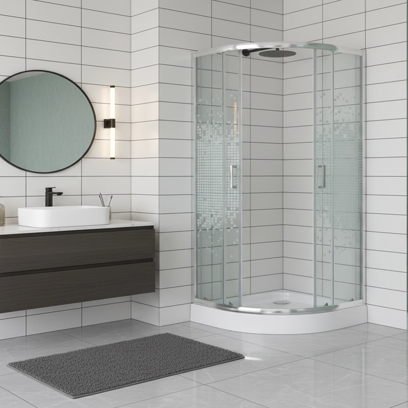 SHOWER DOOR JOYTEK CURVO MOSAIC WHITE 90X90X199 CM (INCLUYE RECEPTACULO) - 6