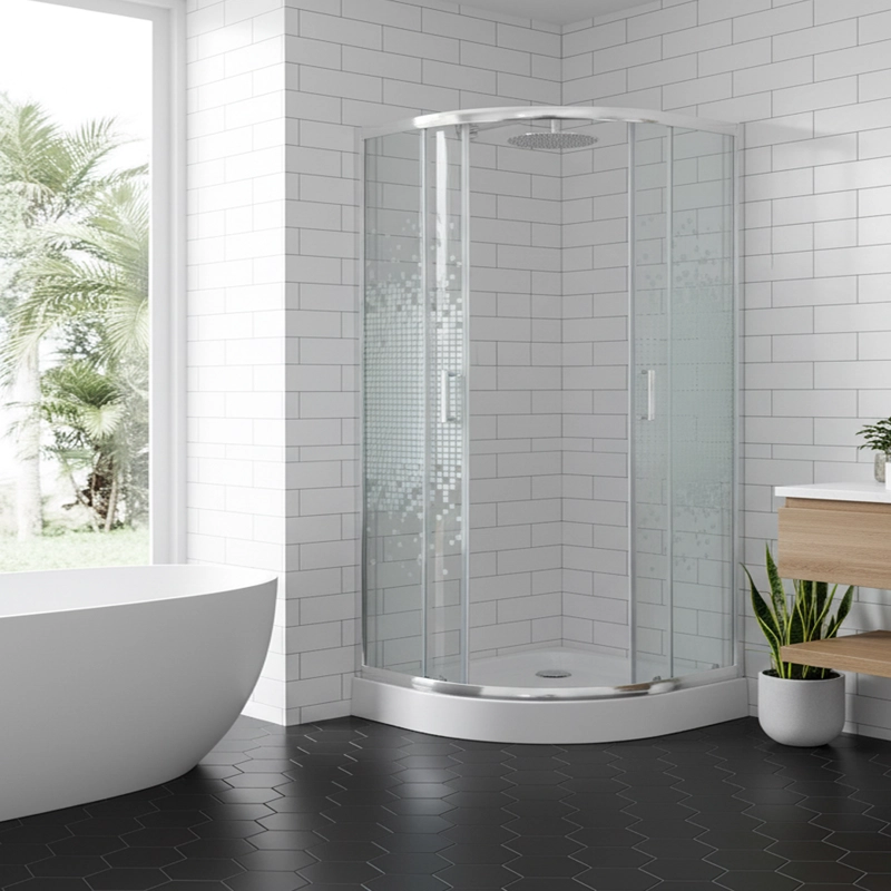 SHOWER DOOR JOYTEK CURVO MOSAIC WHITE 90X90X199 CM (INCLUYE RECEPTACULO) - 7