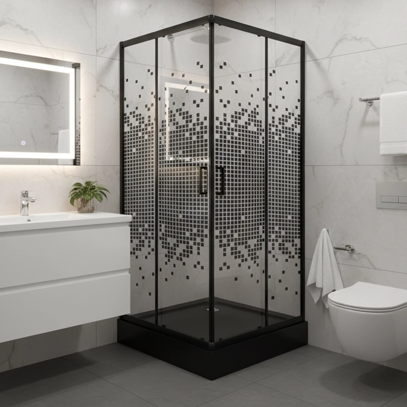 SHOWER DOOR JOYTEK RECTO MOSAIC BLACK 70X70X199 CM (INCLUYE RECEPTACULO) - 2
