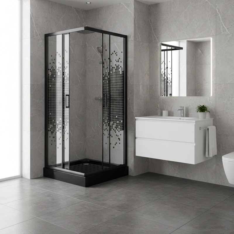 SHOWER DOOR JOYTEK RECTO MOSAIC BLACK 70X70X199 CM (INCLUYE RECEPTACULO) - 3