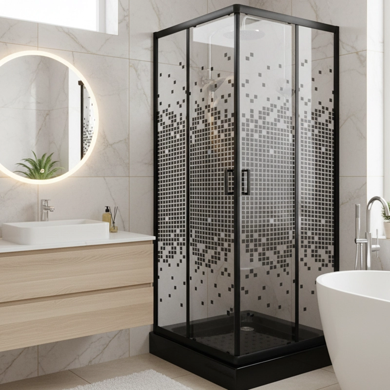SHOWER DOOR JOYTEK RECTO MOSAIC BLACK 70X70X199 CM (INCLUYE RECEPTACULO) - 4
