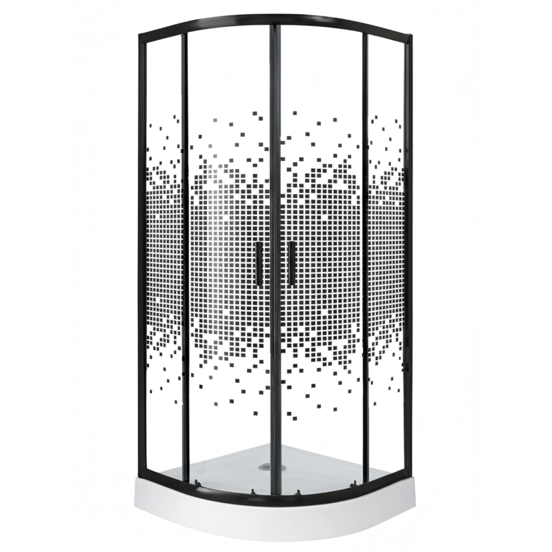 SHOWER DOOR JOYTEK CURVO MOSAIC BLACK 80X80X199 CM (INCLUYE RECEPTACULO) - 1