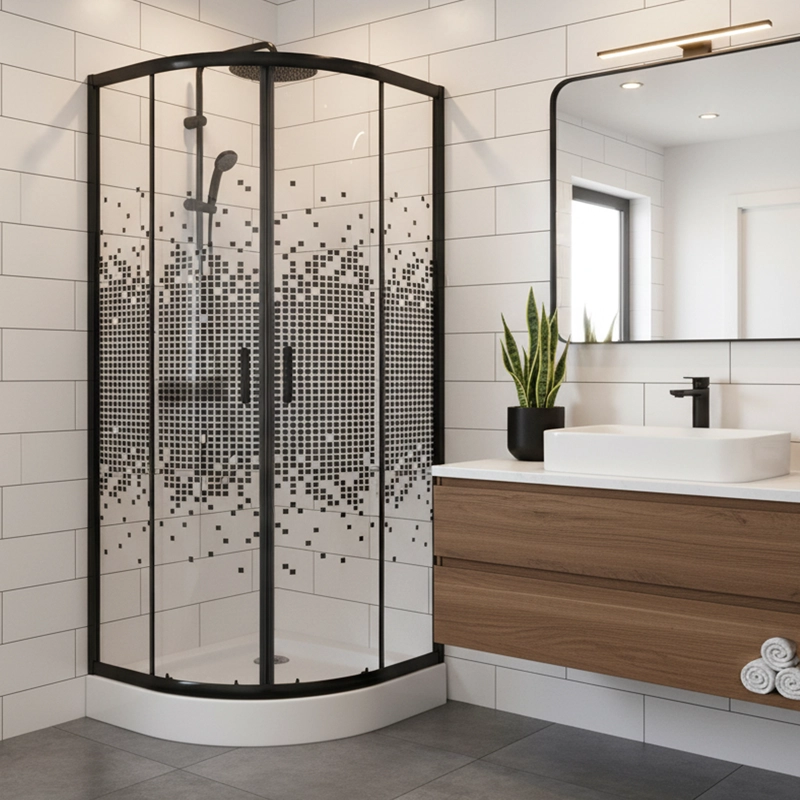 SHOWER DOOR JOYTEK CURVO MOSAIC BLACK 80X80X199 CM (INCLUYE RECEPTACULO) - 2