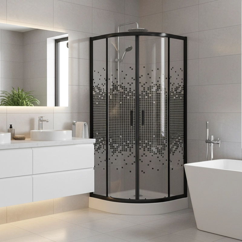 SHOWER DOOR JOYTEK CURVO MOSAIC BLACK 80X80X199 CM (INCLUYE RECEPTACULO) - 4