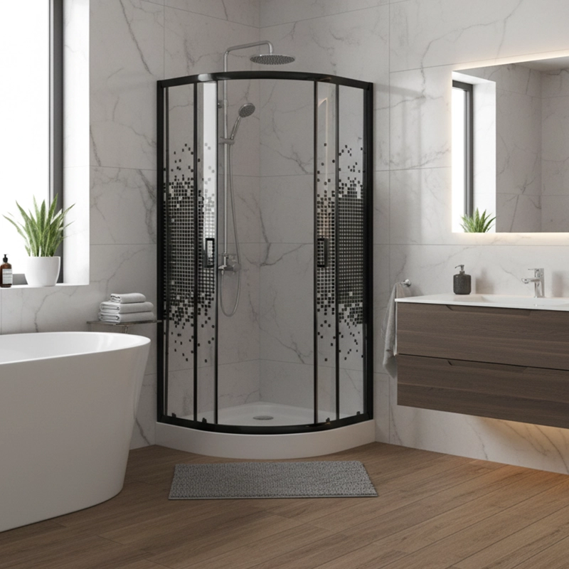 SHOWER DOOR JOYTEK CURVO MOSAIC BLACK 80X80X199 CM (INCLUYE RECEPTACULO) - 5