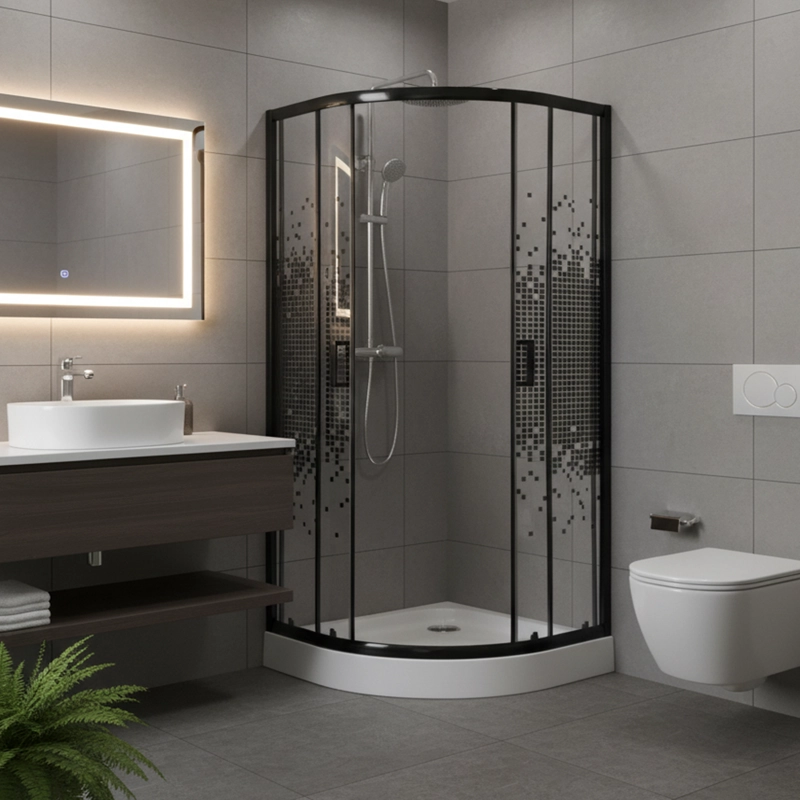 SHOWER DOOR JOYTEK CURVO MOSAIC BLACK 80X80X199 CM (INCLUYE RECEPTACULO) - 6