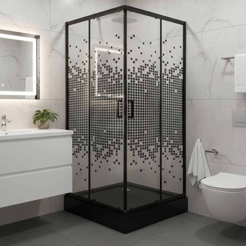 SHOWER DOOR JOYTEK RECTO MOSAIC BLACK 80X80X199 CM (INCLUYE RECEPTACULO) - 2
