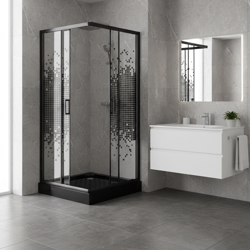 SHOWER DOOR JOYTEK RECTO MOSAIC BLACK 80X80X199 CM (INCLUYE RECEPTACULO) - 3