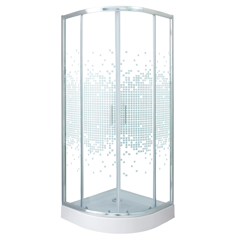 SHOWER DOOR JOYTEK CURVO MOSAIC WHITE 80X80X199 CM (INCLUYE RECEPTACULO) - 1