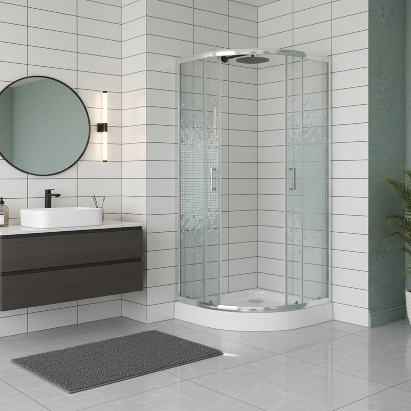 SHOWER DOOR JOYTEK CURVO MOSAIC WHITE 80X80X199 CM (INCLUYE RECEPTACULO) - 5