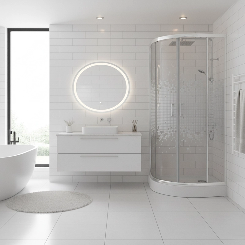 SHOWER DOOR JOYTEK CURVO MOSAIC WHITE 80X80X199 CM (INCLUYE RECEPTACULO) - 6