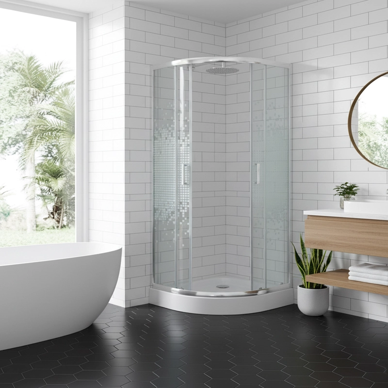 SHOWER DOOR JOYTEK CURVO MOSAIC WHITE 80X80X199 CM (INCLUYE RECEPTACULO) - 7