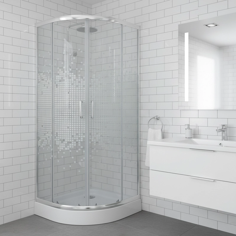 SHOWER DOOR JOYTEK CURVO MOSAIC WHITE 80X80X199 CM (INCLUYE RECEPTACULO) - 9