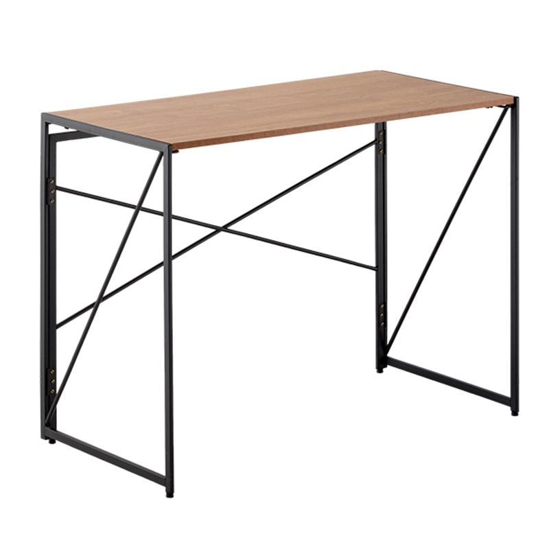 MESA ESCRITORIO PLEGABLE DE METAL Y MADERA ROBLE OSCURO 100X50X75 CM - 1