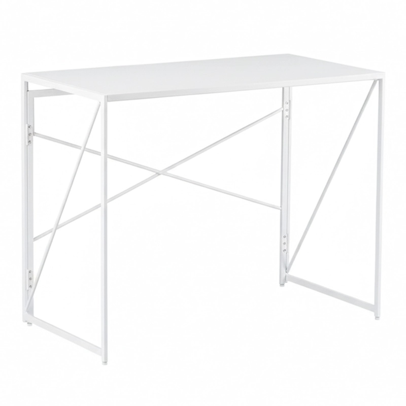MESA ESCRITORIO PLEGABLE DE METAL Y MADERA BLANCO 100X50X75 CM - 1